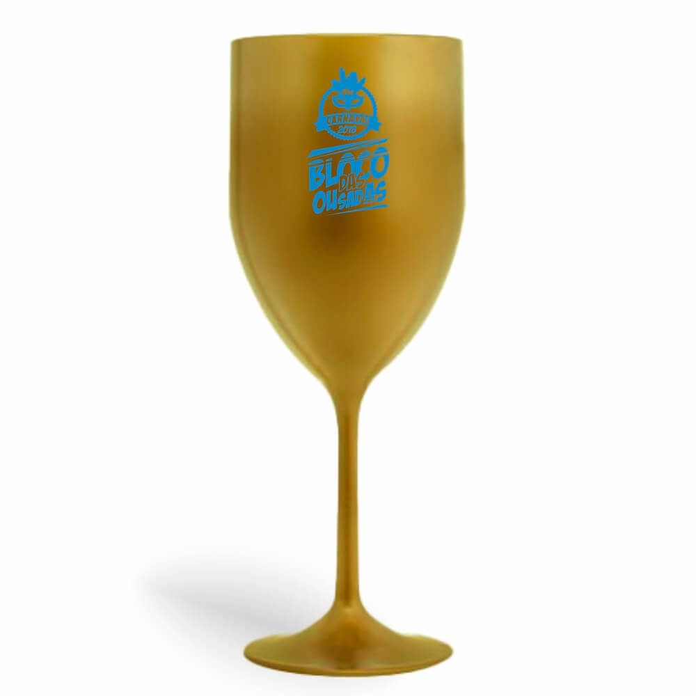 CANECA, COPOS E TAÇAS TAÇAS TAÇAS PLÁSTICAS TAÇA DE VINHO 330ML IMPRESSÃO 1 COR LEITOSA DOURADA - BAUER0421