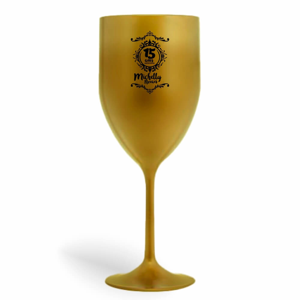 CANECA, COPOS E TAÇAS TAÇAS TAÇAS PLÁSTICAS TAÇA DE VINHO 330ML IMPRESSÃO 1 COR LEITOSA DOURADA - BAUER0423