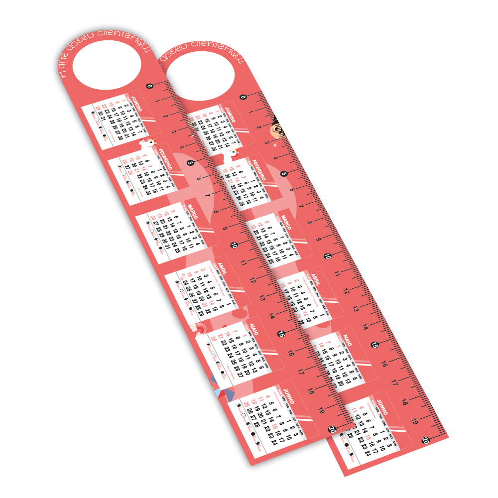 Régua em PVC Branco Premium 0,50mm Retangular com Furo 20cm 4x0 – 9 unidades