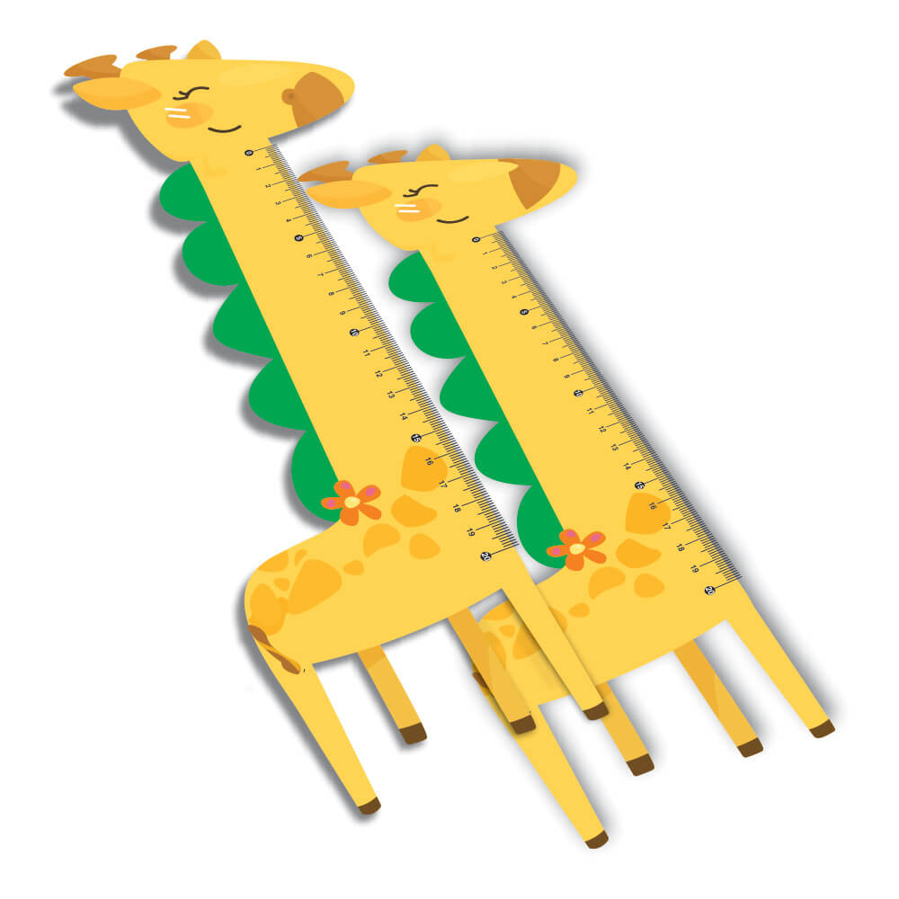 Régua Infantil em PVC Branco Premium 0,50mm Modelo Girafa 20cm 4x0 – 64 unidades