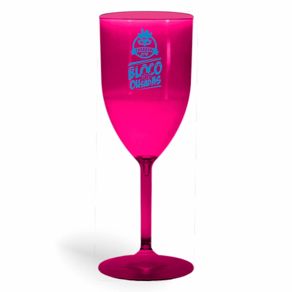 CANECA, COPOS E TAÇAS TAÇAS TAÇAS PLÁSTICAS TAÇA DE VINHO 330ML IMPRESSÃO 1 COR TRANSPARENTE ROSA - BAUER0445