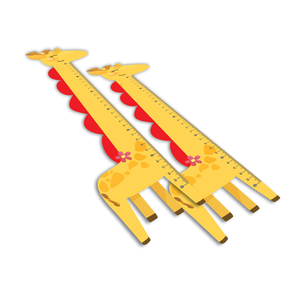 Régua Infantil em PVC Branco Premium 0,50mm Modelo Girafa 30cm 4x0 – 100 unidades