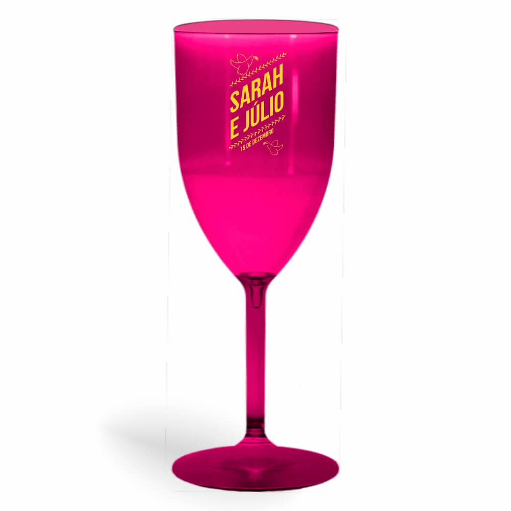 CANECA, COPOS E TAÇAS TAÇAS TAÇAS PLÁSTICAS TAÇA DE VINHO 330ML IMPRESSÃO 1 COR TRANSPARENTE ROSA - BAUER0449