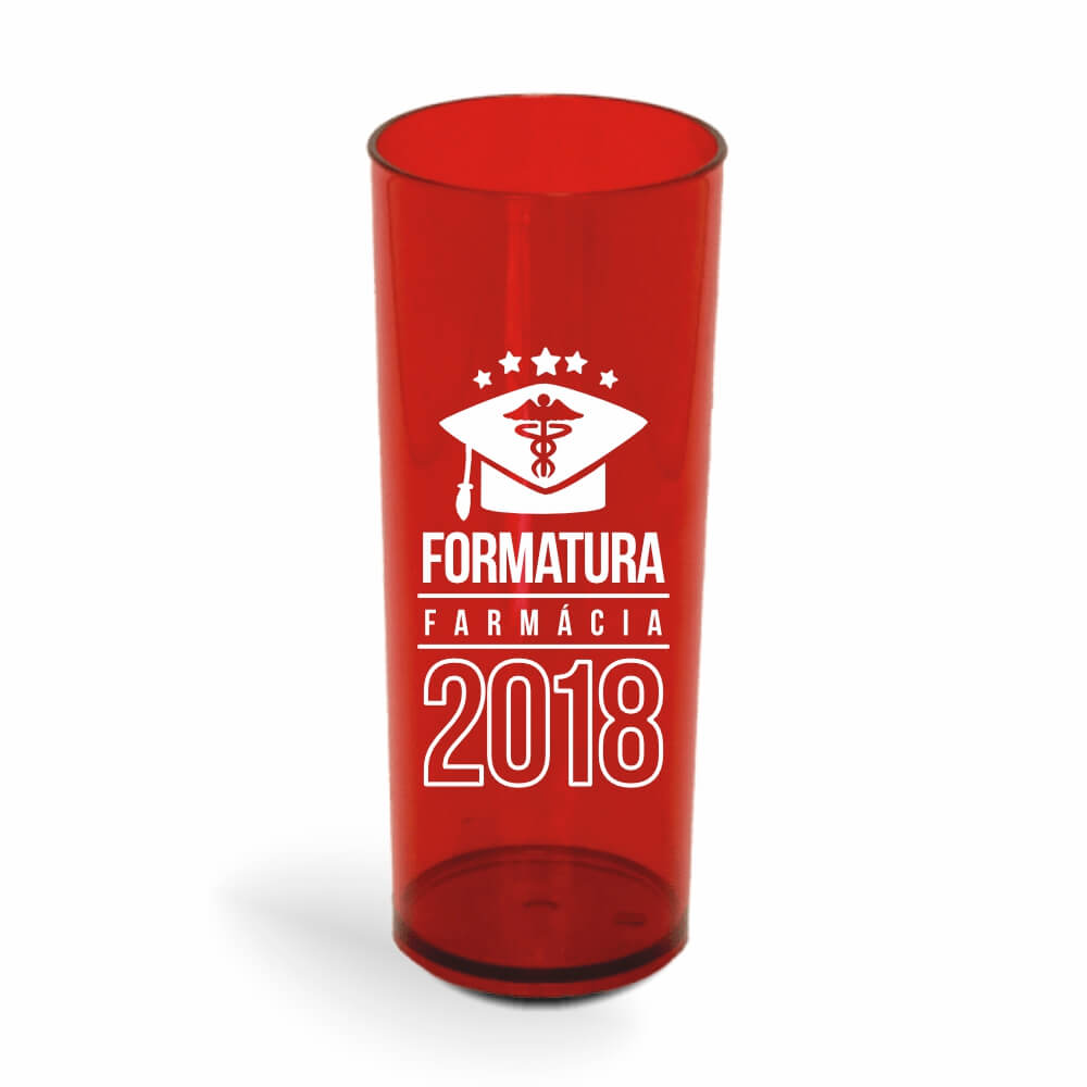 CANECA, COPOS E TAÇAS COPOS COPOS PLÁSTICOS LONG DRINK 350ML IMPRESSÃO 1 COR TRANSPARENTE VERMELHO - BAUER0164