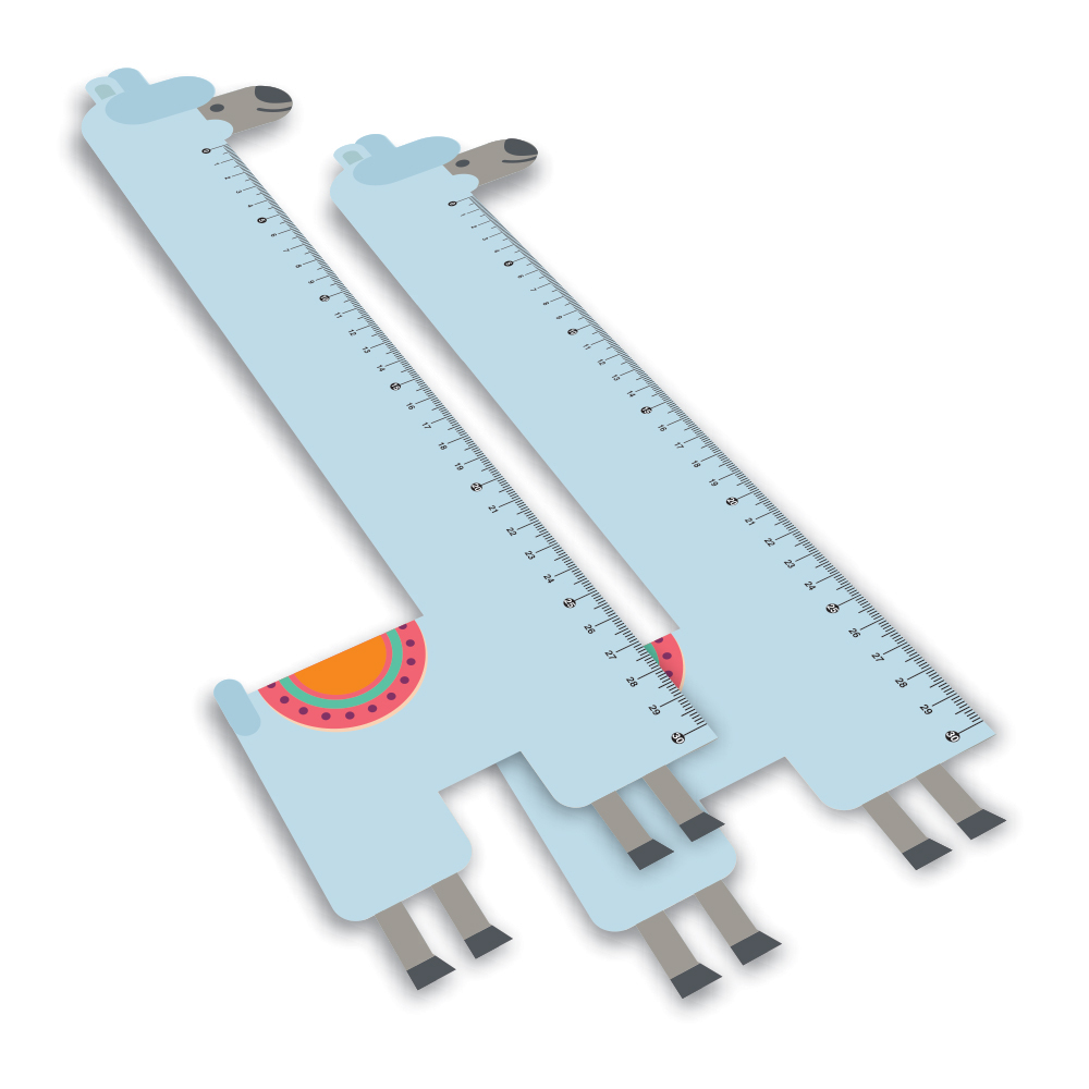 Régua Infantil em PVC Branco Premium 0,50mm Modelo Lhama 30cm 4x0 – 15 unidades