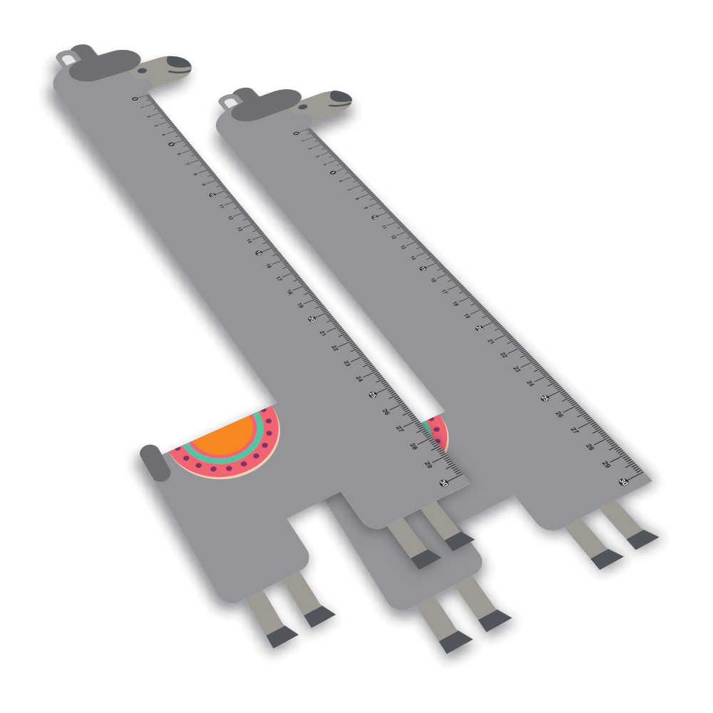Régua Infantil em PVC Branco Premium 0,50mm Modelo Lhama 30cm 4x0 – 100 unidades