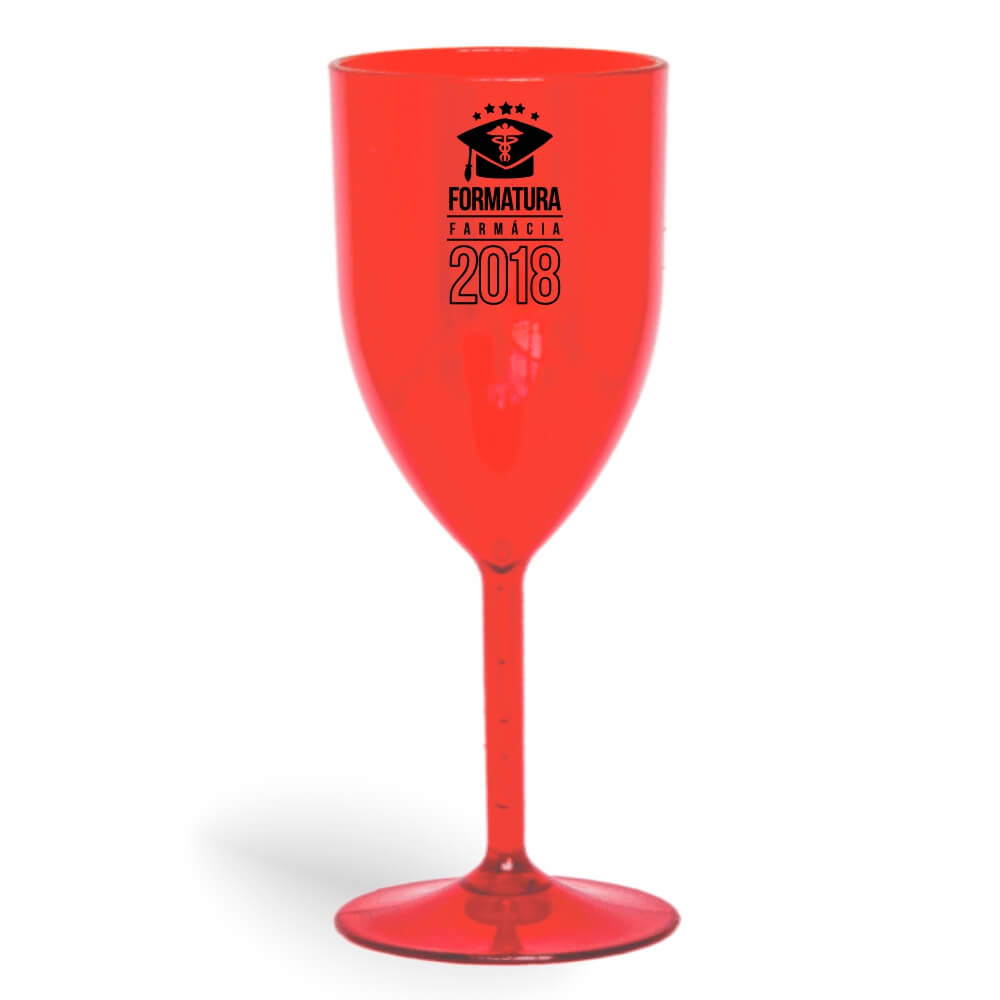 CANECA, COPOS E TAÇAS TAÇAS TAÇAS PLÁSTICAS TAÇA DE VINHO 330ML IMPRESSÃO 1 COR TRANSPARENTE VERMELHA - BAUER0458