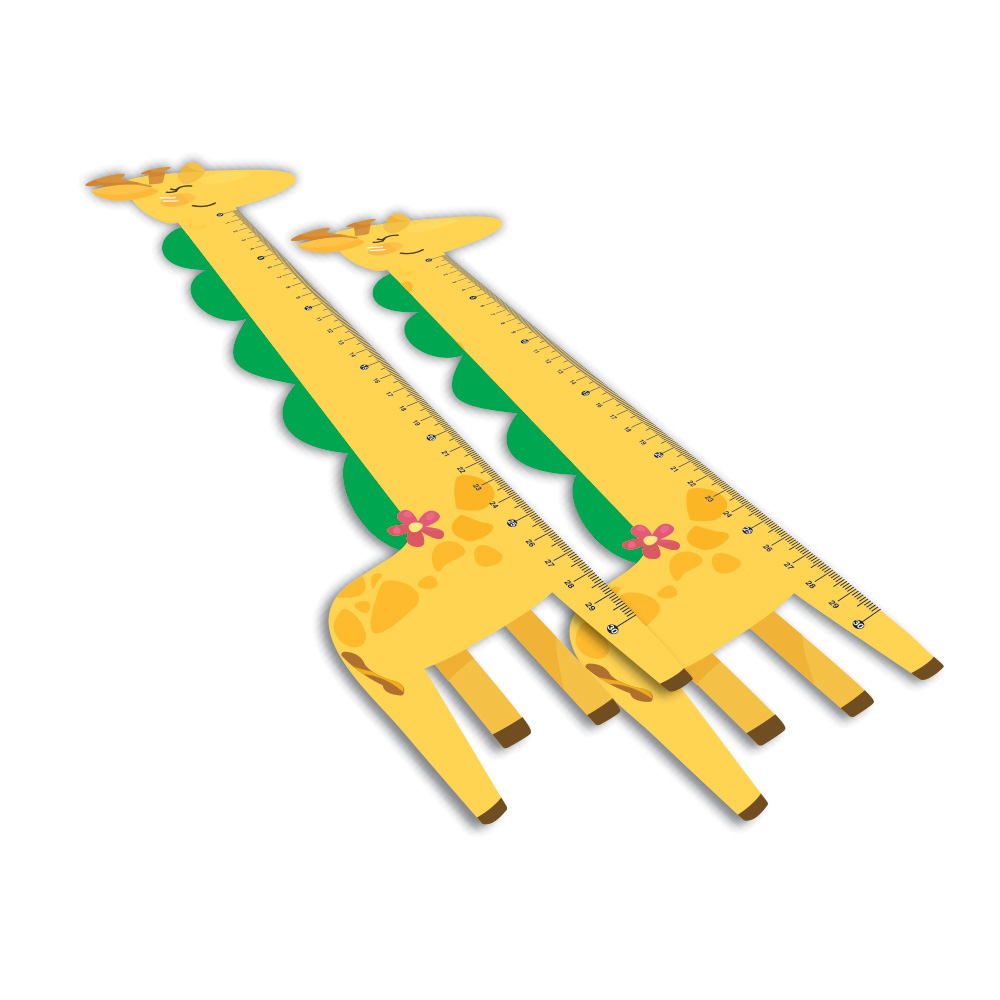 Régua Infantil em PVC Branco Premium 0,50mm Modelo Girafa 30cm 4x0 – 30 unidades