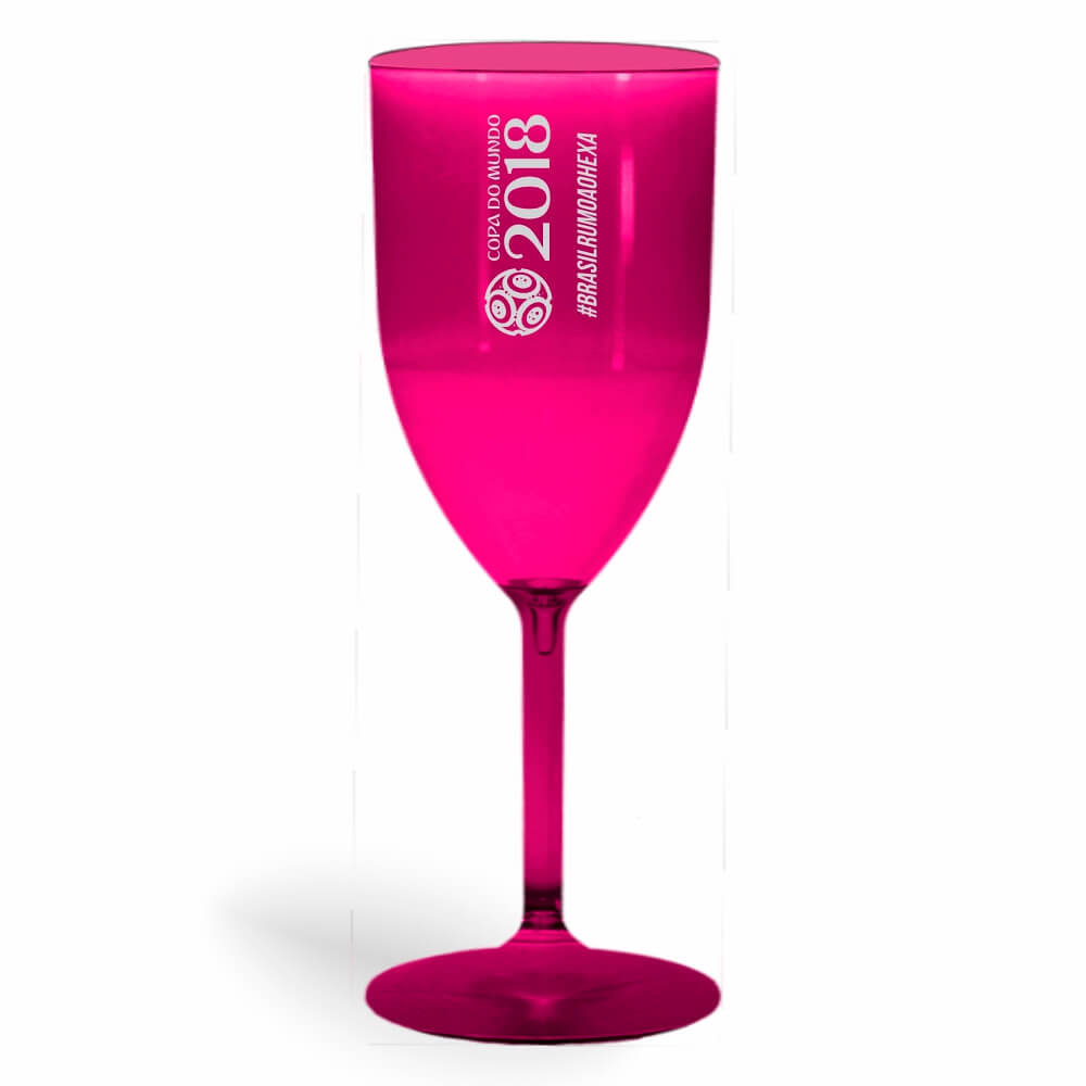 CANECA, COPOS E TAÇAS TAÇAS TAÇAS PLÁSTICAS TAÇA DE VINHO 330ML IMPRESSÃO 1 COR TRANSPARENTE ROSA - BAUER0450