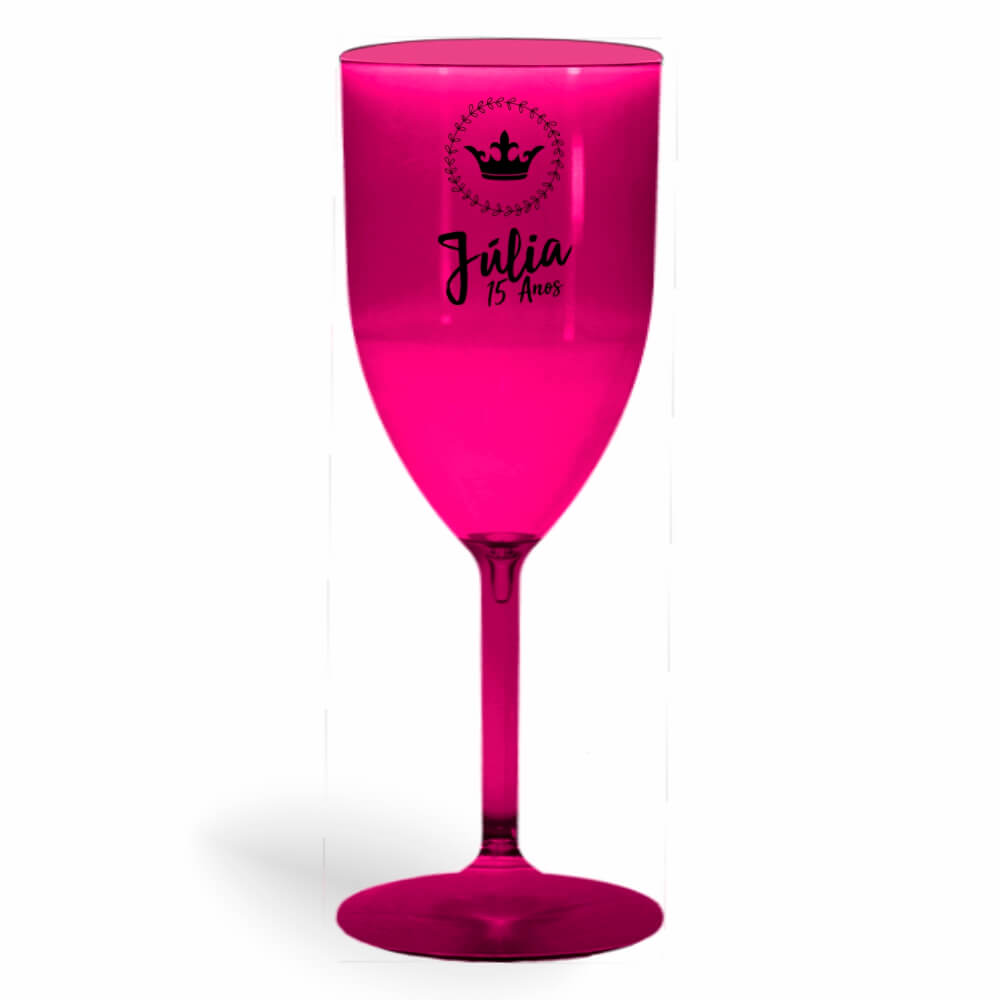 CANECA, COPOS E TAÇAS TAÇAS TAÇAS PLÁSTICAS TAÇA DE VINHO 330ML IMPRESSÃO 1 COR TRANSPARENTE ROSA - BAUER0448