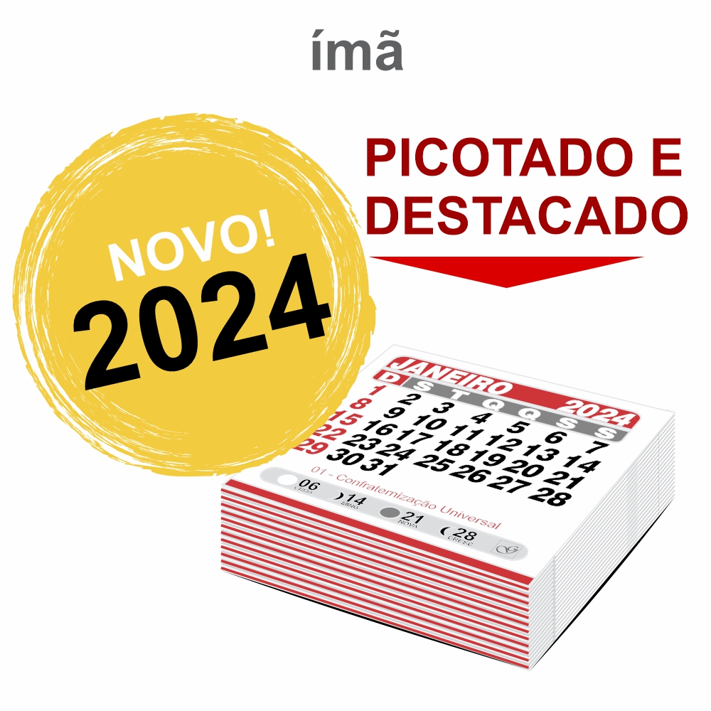 CALENDÁRIOS E FOLHINHAS 2024 BLOCOS DE CALENDÁRIO PARA IMÃ 50X50MM - CBI2021C