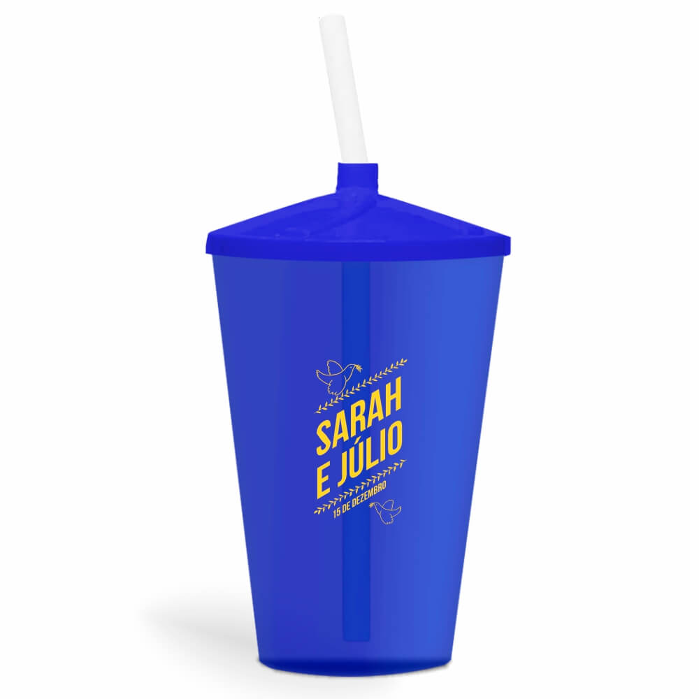 CANECA, COPOS E TAÇAS COPOS COPOS PLÁSTICOS COPO TWISTER COM CANUDO 600ML IMPRESSÃO 1 COR TRANSPARENTE AZUL - BAUER0281