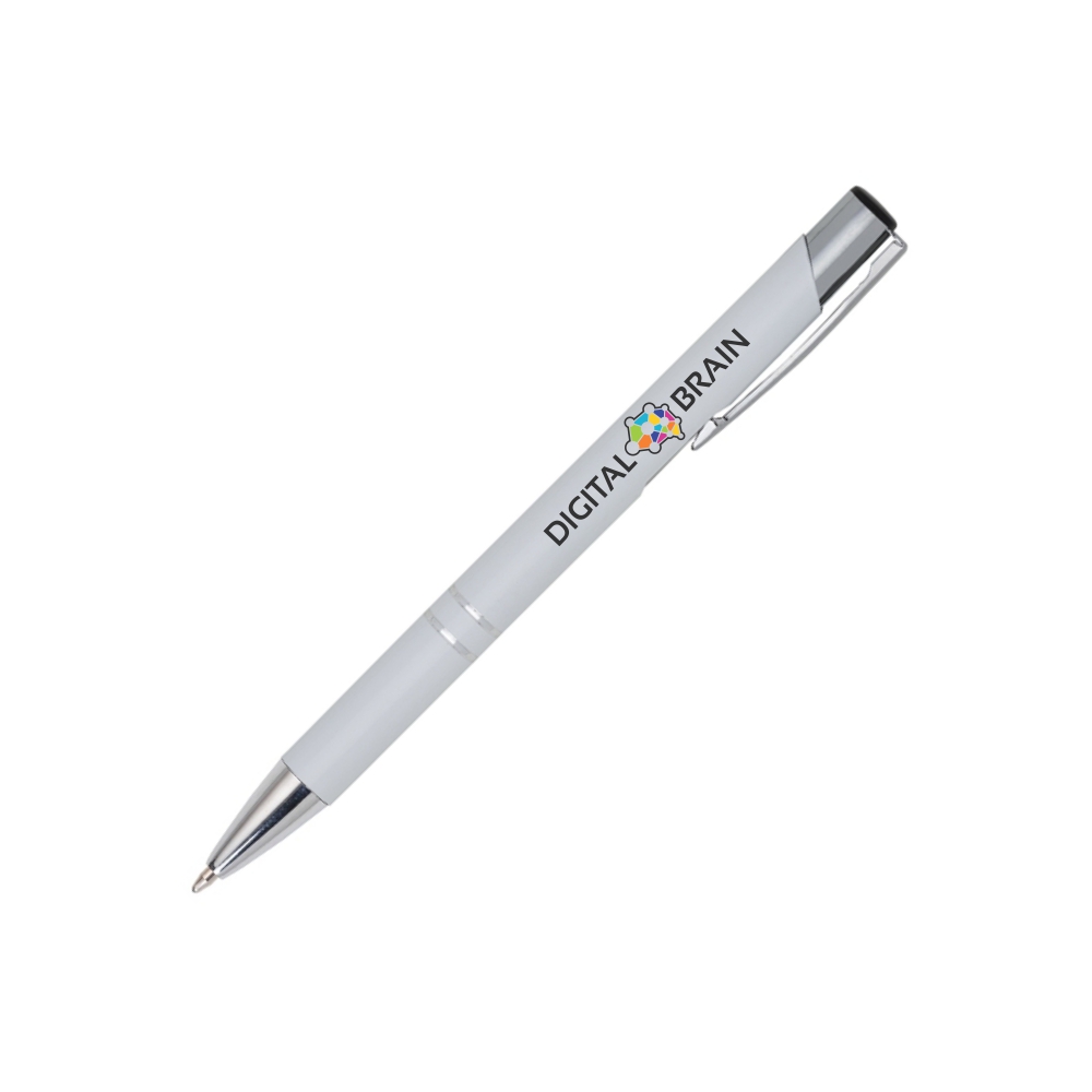 CANETAS IMPRESSÃO COLORIDA LINHA PREMIUM BETA ACABAMENTO METALIZADO BRANCA - GIFT0653