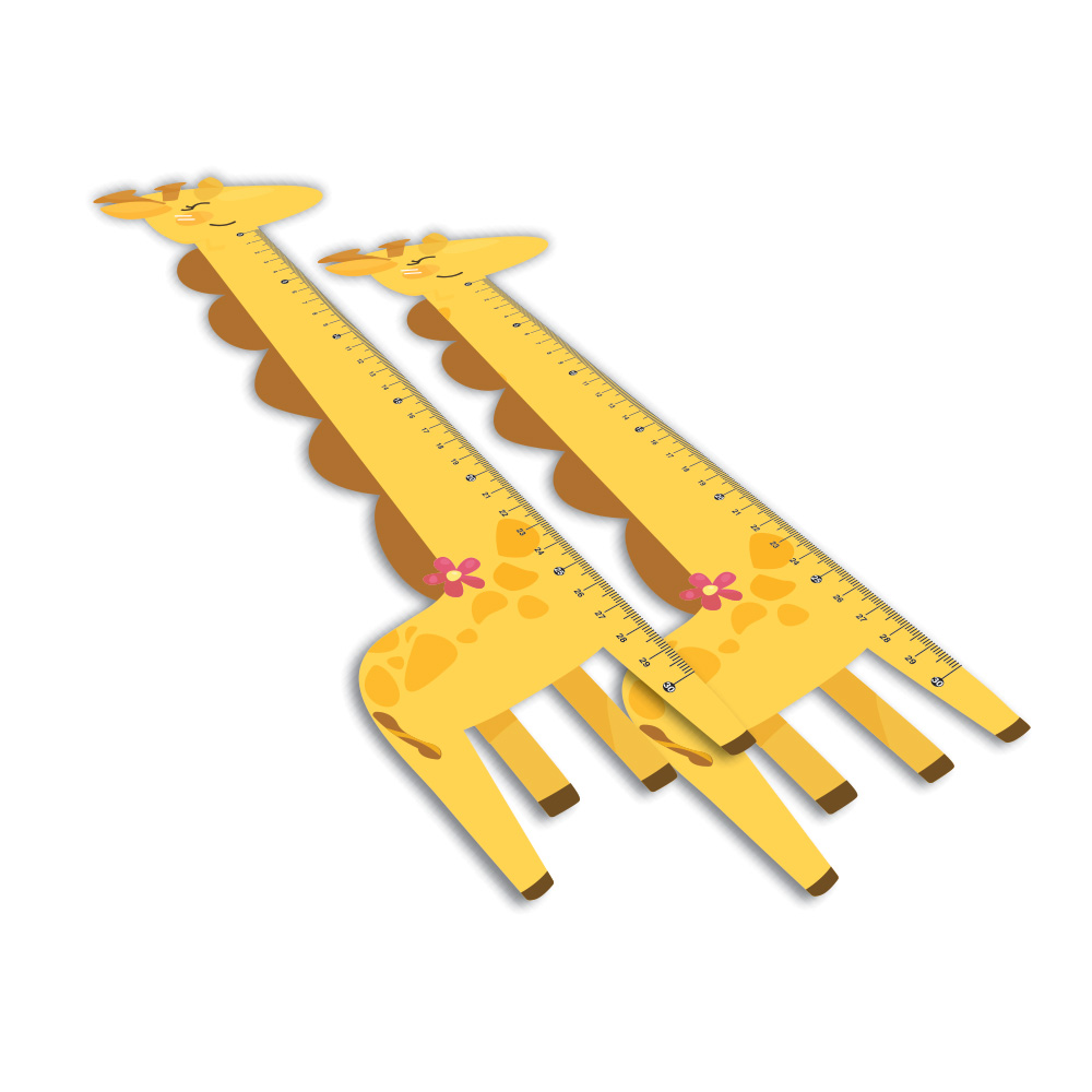 Régua Infantil em PVC Branco Premium 0,50mm Modelo Girafa 30cm 4x0 – 4 unidades