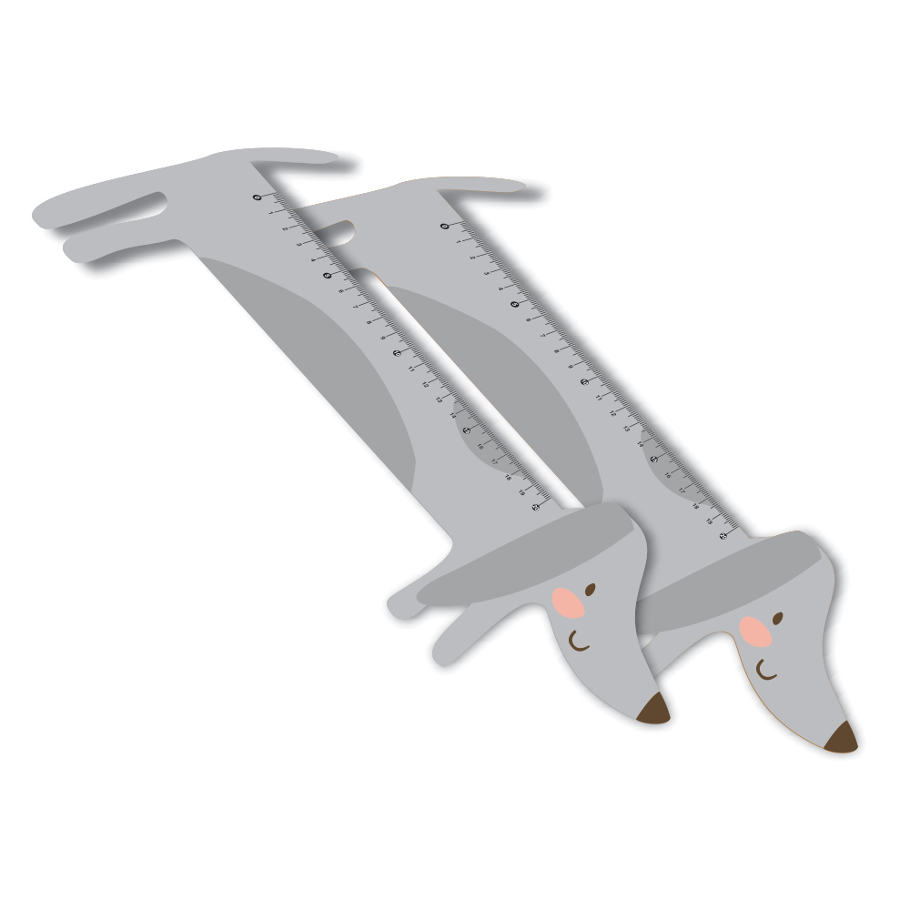 Régua Infantil em PVC Branco Premium 0,50mm Modelo Cachorro 20cm 4x0 – 10 unidades