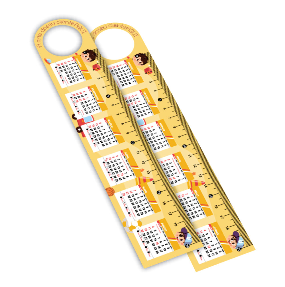 Régua em PVC Branco Premium 0,50mm Retangular com Furo 20cm 4x0 – 18 unidades