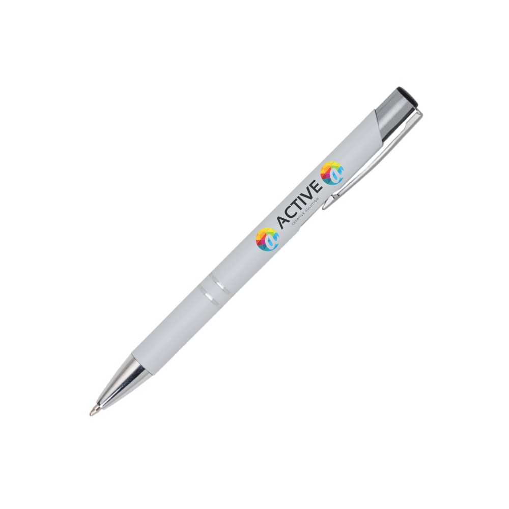 CANETAS IMPRESSÃO COLORIDA LINHA PREMIUM BETA ACABAMENTO METALIZADO BRANCA - GIFT0651