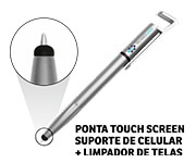 CANETAS IMPRESSÃO COLORIDA PLÁSTICAS MULTIFUNÇÃO SUPORTE DE CELULAR PRATA - GIFT1847