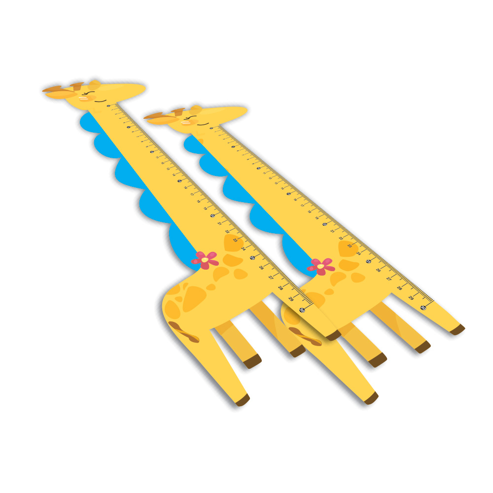 Régua Infantil em PVC Branco Premium 0,50mm Modelo Girafa 30cm 4x0 – 14 unidades