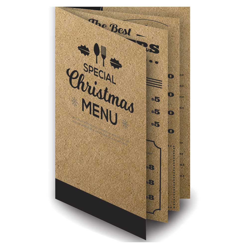 CARDÁPIOS CARDÁPIOS PERSONALIZADOS 8 PÁGINAS COM DOBRA  KRAFT 250G 300X210MM - CR84H50C