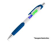 CANETAS IMPRESSÃO COLORIDA PLÁSTICAS CARIBE WHITE AZUL ESCURO - GIFT0710