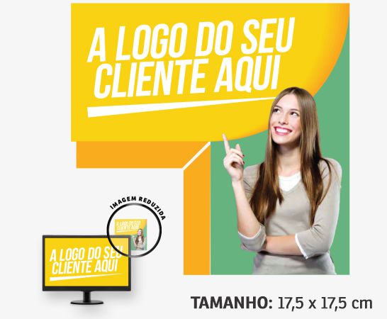 Display para Monitor Quadrado em PVC Branco Premium 0,50mm 175x175mm 4x0 – 12 unidades