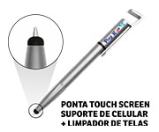 CANETAS IMPRESSÃO COLORIDA PLÁSTICAS MULTIFUNÇÃO SUPORTE DE CELULAR PRATA - GIFT0268
