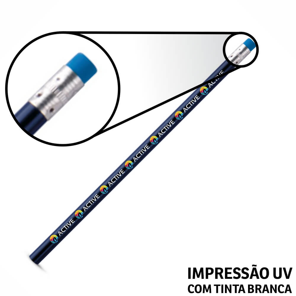 LÁPIS E GIZ DE CERA LÁPIS LÁPIS DE ESCREVER AZUL ESCURO RESINADO COM BORRACHA - GIFT1369