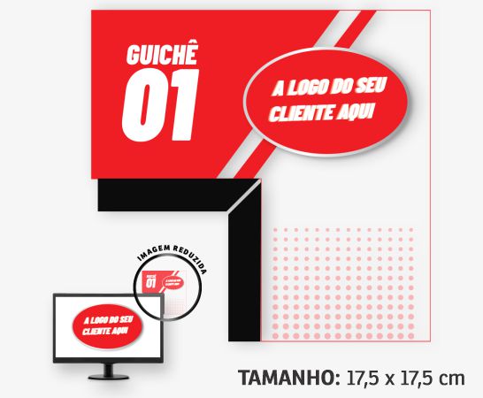 Display para Monitor Quadrado em PVC Branco Premium 0,50mm 175x175mm 4x0 – 4 unidades