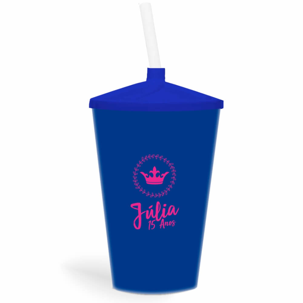 CANECA, COPOS E TAÇAS COPOS COPOS PLÁSTICOS COPO TWISTER COM CANUDO 600ML IMPRESSÃO 1 COR LEITOSO AZUL - BAUER0322