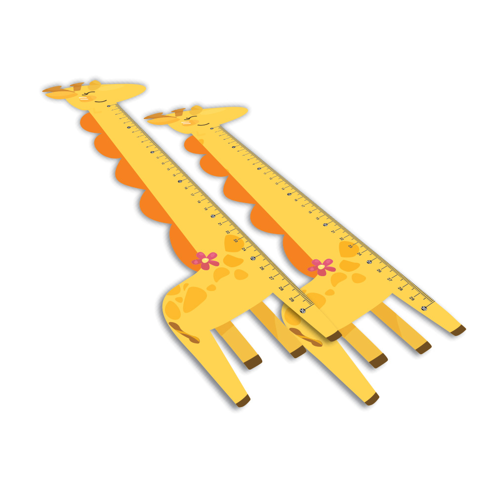 Régua Infantil em PVC Branco Premium 0,50mm Modelo Girafa 30cm 4x0 – 10 unidades