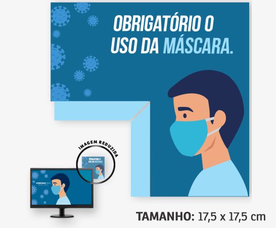 Display para Monitor Quadrado em PVC Branco Premium 0,50mm 175x175mm 4x0 – 8 unidades