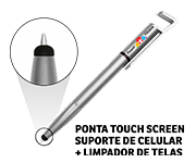 CANETAS IMPRESSÃO COLORIDA PLÁSTICAS MULTIFUNÇÃO SUPORTE DE CELULAR PRATA - GIFT0267