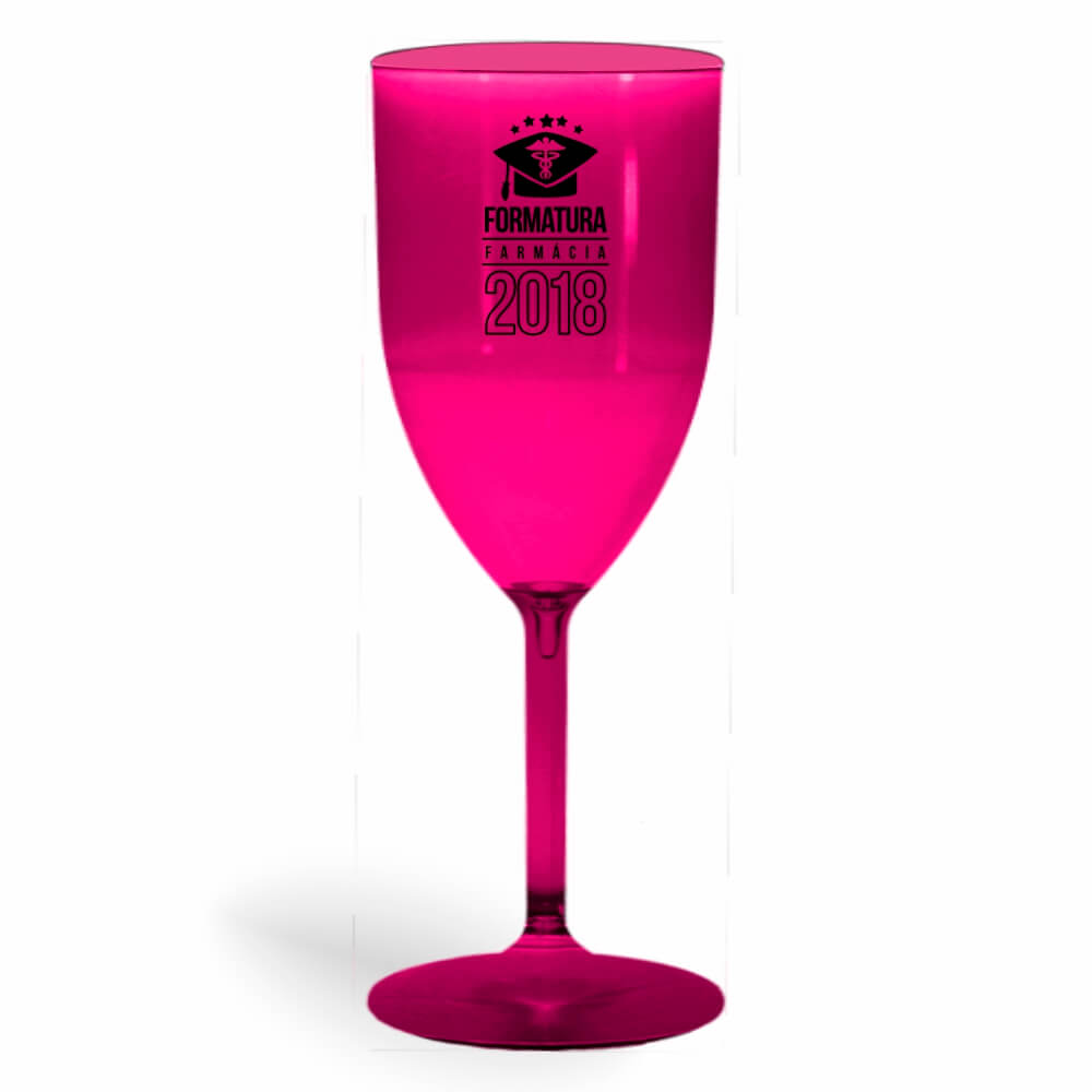 CANECA, COPOS E TAÇAS TAÇAS TAÇAS PLÁSTICAS TAÇA DE VINHO 330ML IMPRESSÃO 1 COR TRANSPARENTE ROSA - BAUER0446