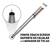 CANETAS IMPRESSÃO COLORIDA PLÁSTICAS MULTIFUNÇÃO SUPORTE DE CELULAR PRATA - GIFT1850