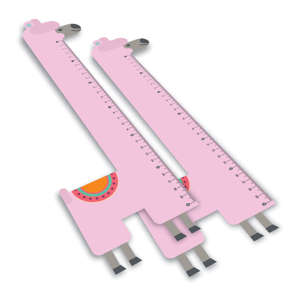 Régua Infantil em PVC Branco Premium 0,50mm Modelo Lhama 30cm 4x0 – 10 unidades